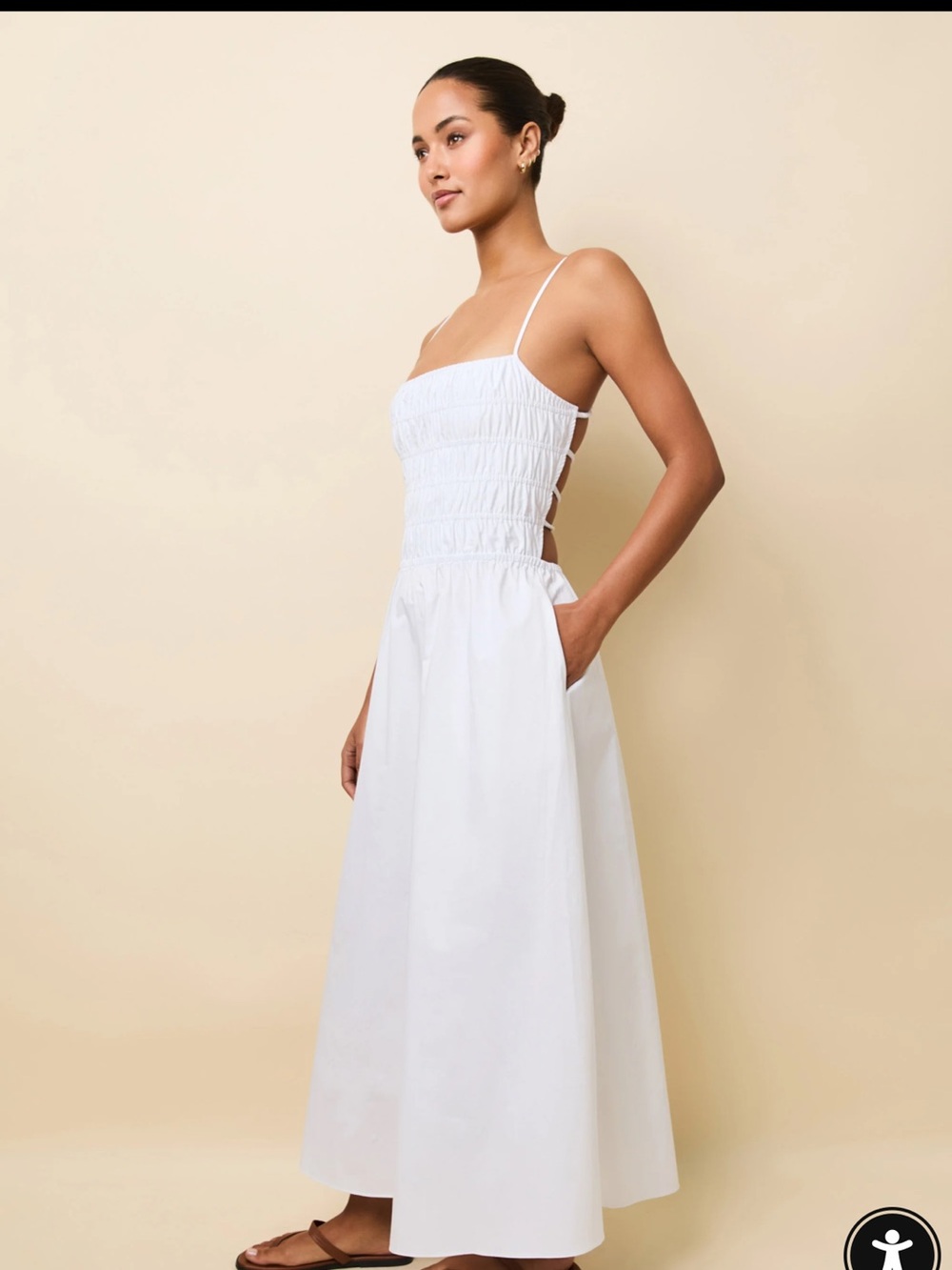 SOLID & STRIPED Delta White Smocked Maxi Dress